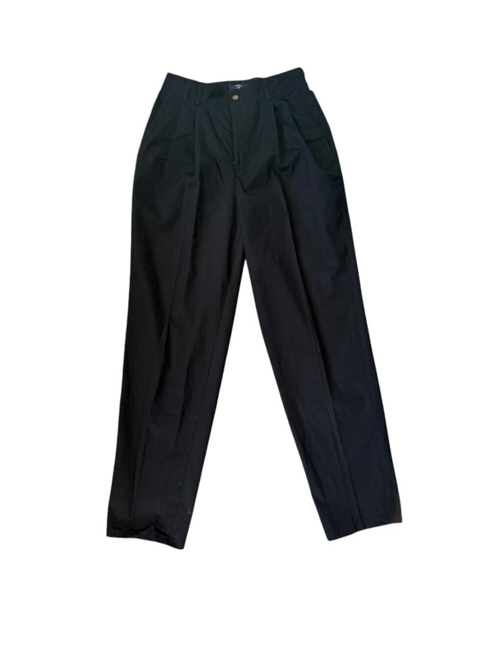 Hunt Club black pleated button zip straight leg creased pants women's 12-Long